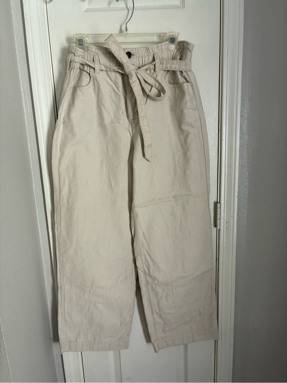 J. Crew Cream Paperbag Waist Pants with Tie